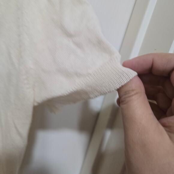 J.Crew Small Ivory Cotton Open Front Short Sleeve Cardigan Sweater - Picture 7 of 11